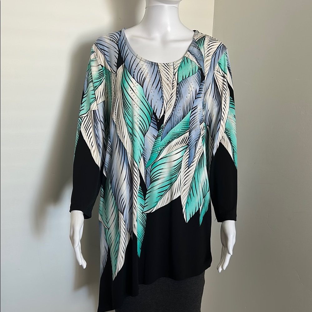 JM Collection, Woman’s Size Large Leaf Print Tunic